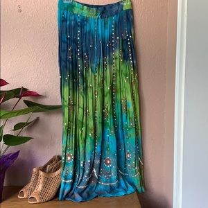 Colorful sequined long skirt